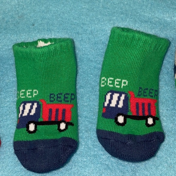 INFANT socks monster truck dump truck stripes cozy comfy 3 pair size 0-6 months - Picture 5 of 10